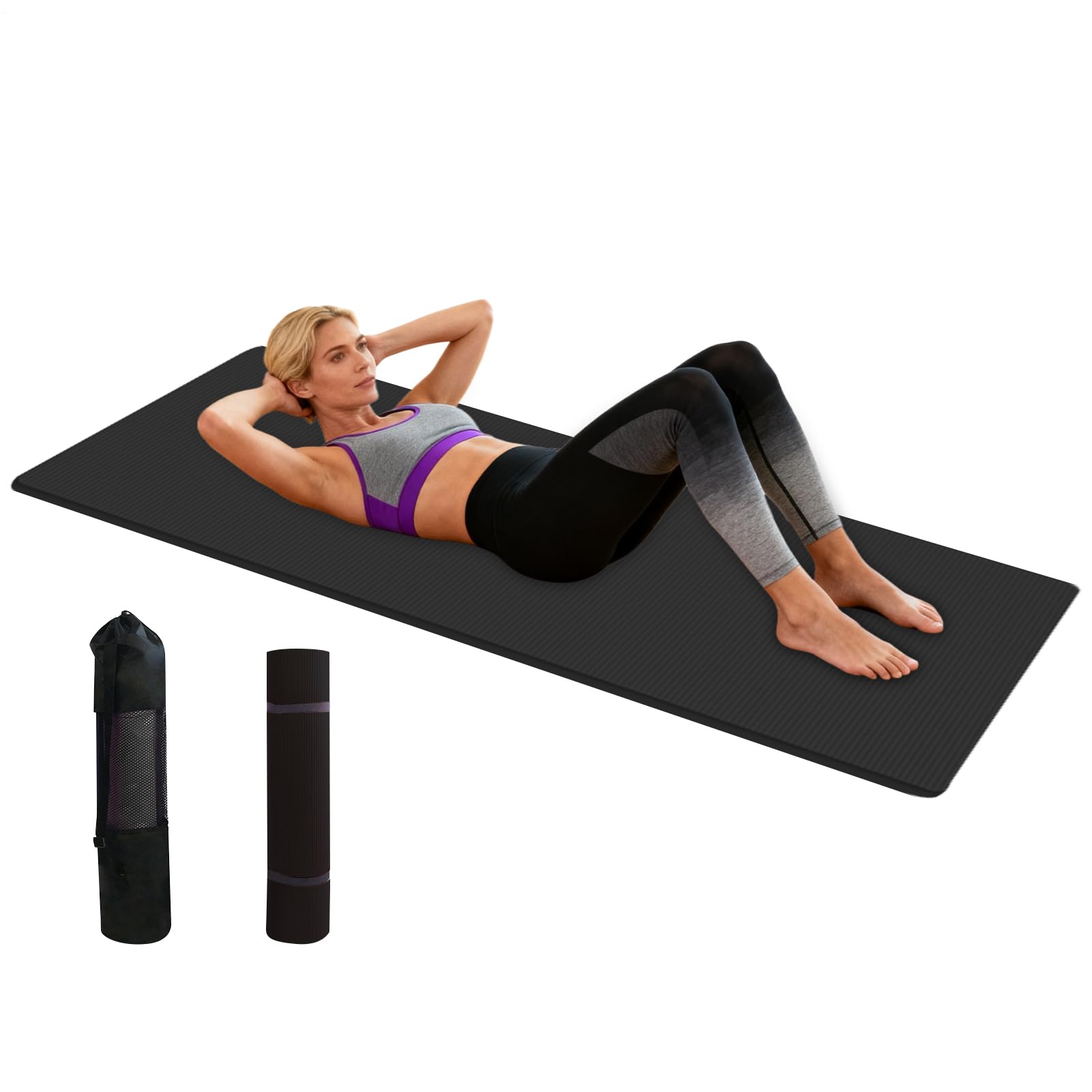 Esterilla De Ejercicios | Tapete Antideslizante Para Ejercicio Accesorios | Gimnasio Casa | Colchoneta Gruesa con Bolsa de Almacenamiento | Para Gimnasio En Casa Estiramiento En