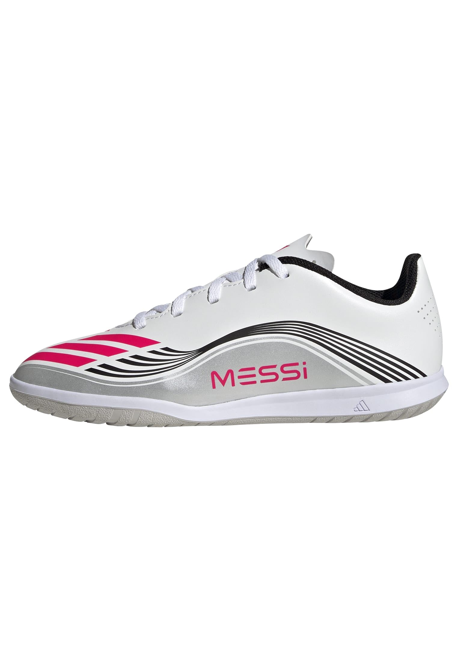 adidas Unisex Kids F50 Messi Club Indoor Football Boots Kids, FTWR White/Lucid red/Silver met., 5.5 UK