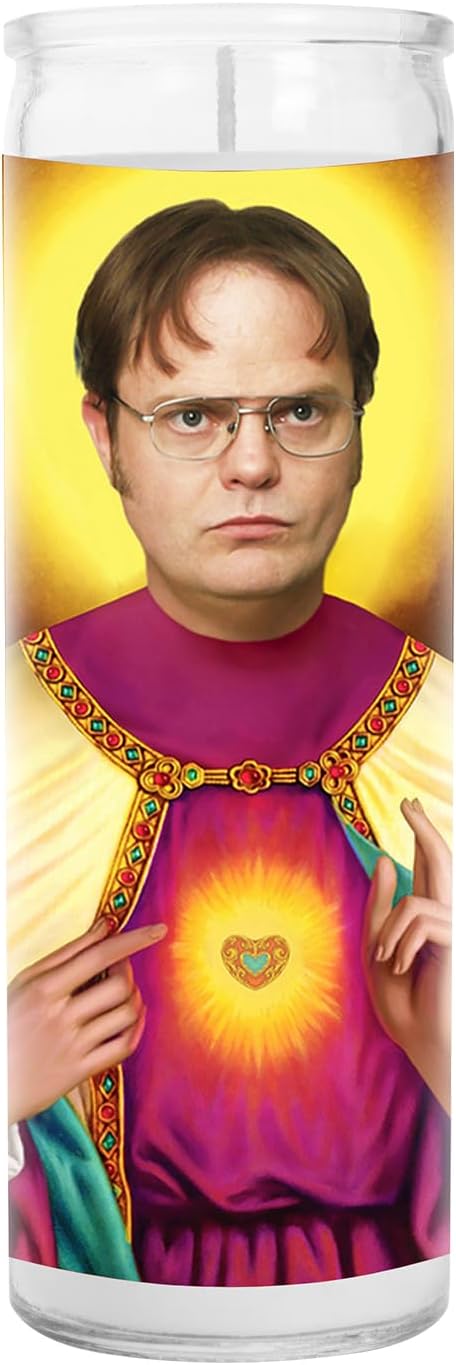 Dwight Schrute Celebrity Glass Jar Candle – Unscented Handmade Soy Wax Votive Candle – Unique Gift for Rainn Wilson Fans – Home Decor Collectible for The Office TV Show Fans