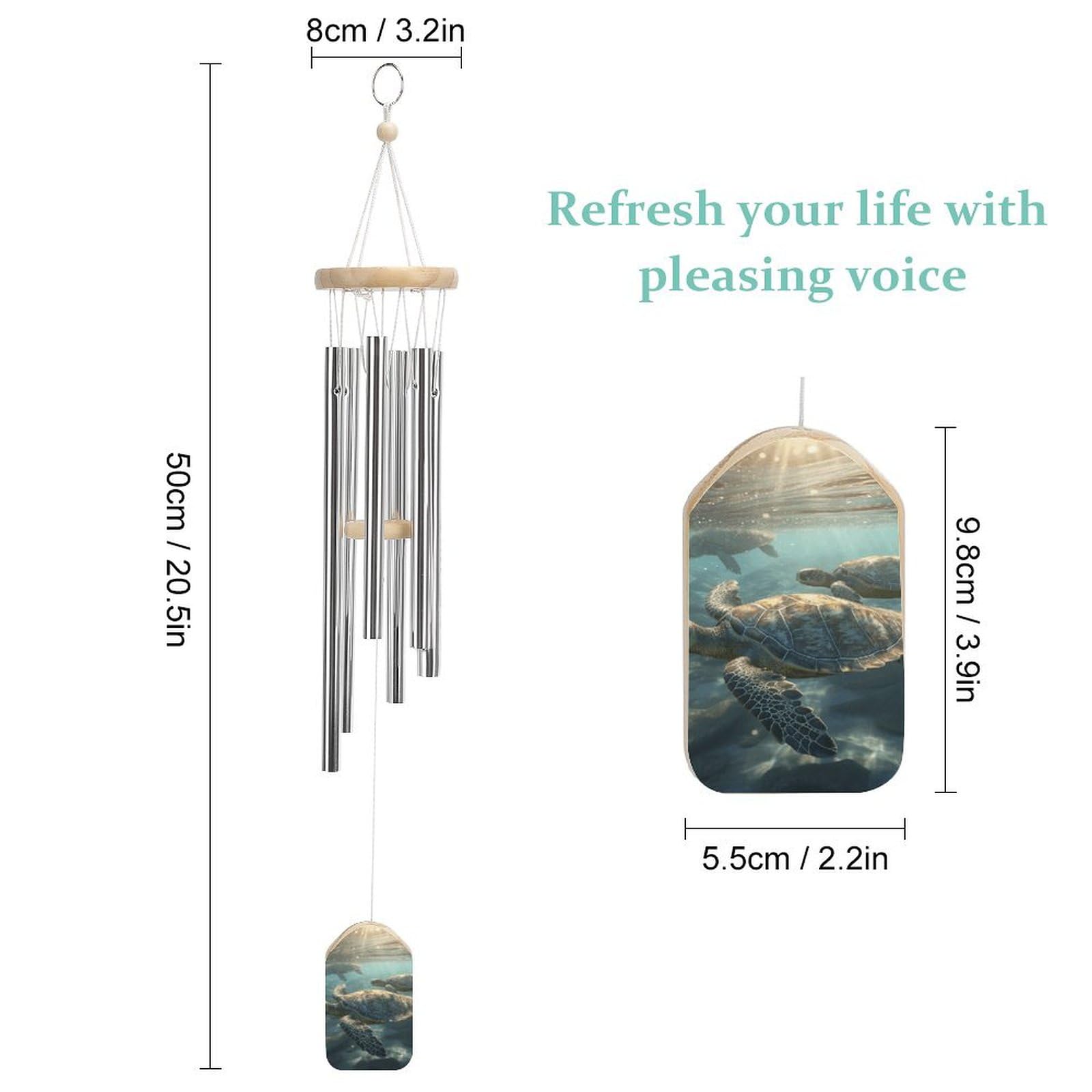 Outdoor Wind Chimes, Sunny Sea Turtle Printed Wind Chimes,Simple Wind Chimes,Curtain Wind Chimes for Home Decoration