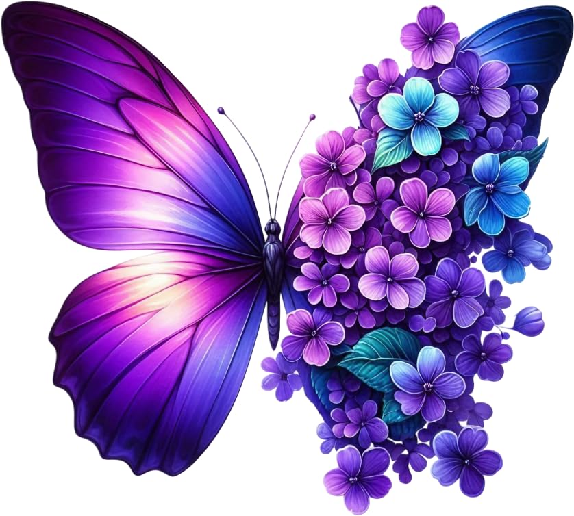 Violet Butterfly Wall Stickers, 20cm 7cm Vinyl Decals — image 1