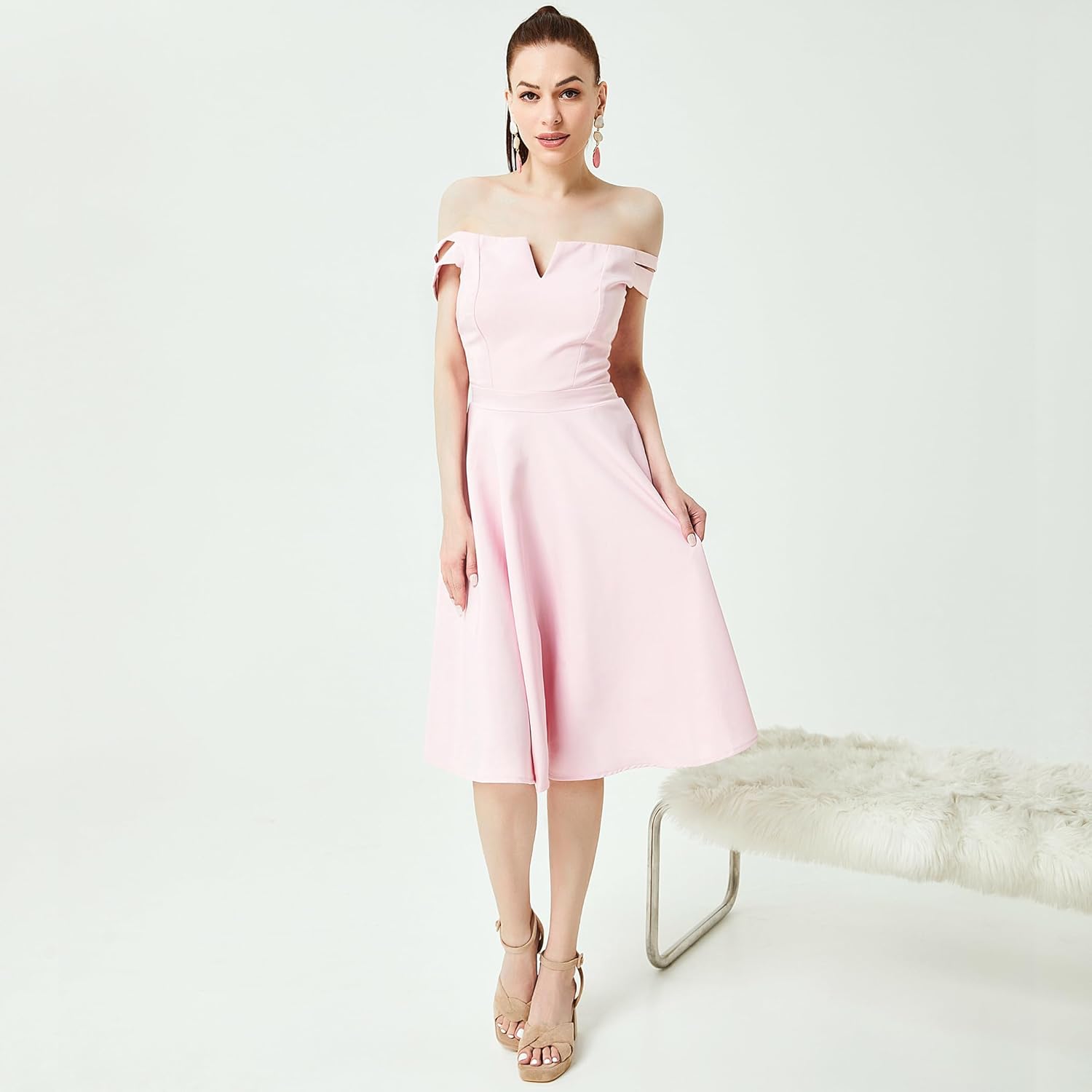 KHPAERMEI Chunky Platform Heels for Women 3.54 Inches Heeled Sandals Comfy Suede Open Toe Ankle Strap Dress High Heels Prom Wedding - Image 3