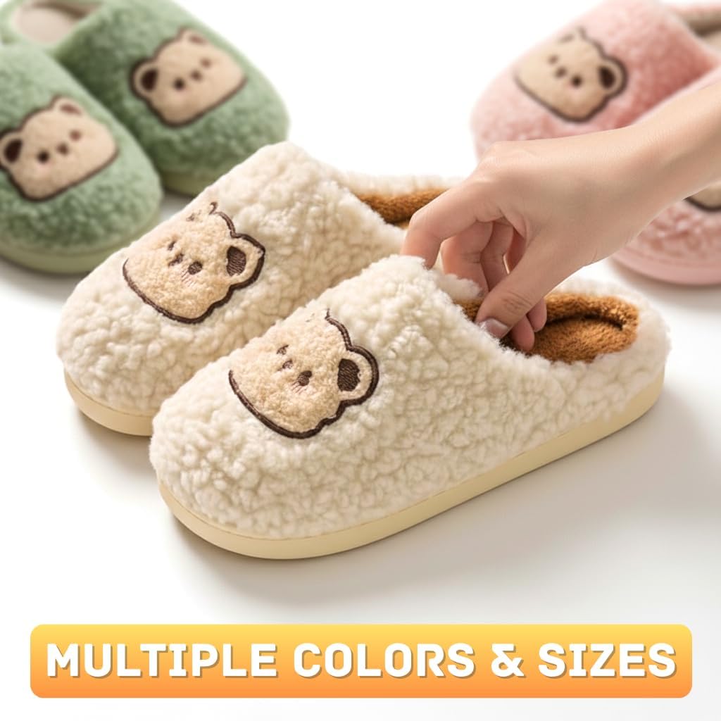 Cozy Bear Slippers Comfy Autumn Winter Slippers, Fuzzy Plush Winter Indoor Outdoor Cartoon - Image 2