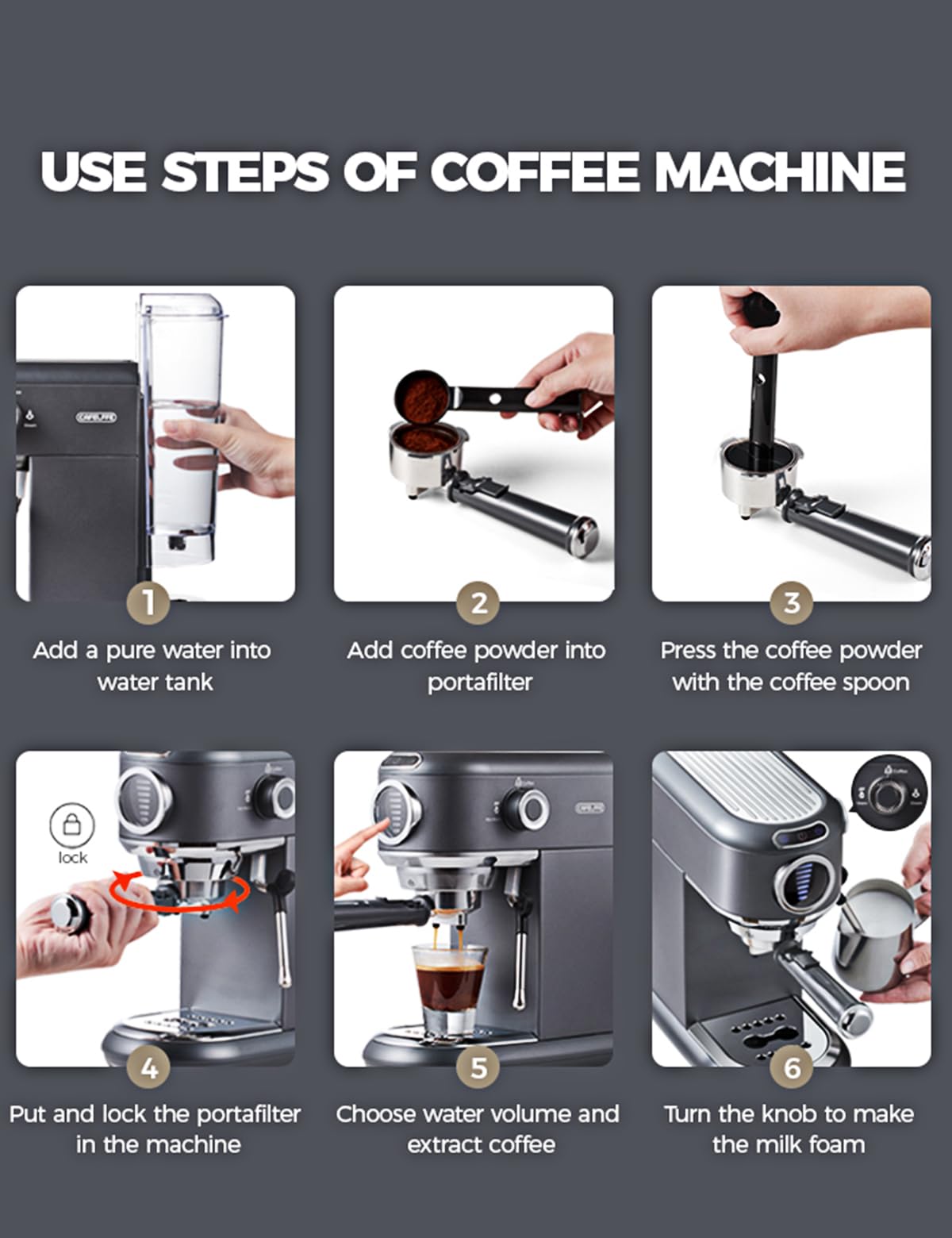 CAFELFFE Macchina per caffè espresso con montalatte, macchina per caffè caldo e freddo, per capsule Nes* e DG*, cuscinetti ESE e fondi per caffè, 7 livelli di selezione del quantitativo di caffè
