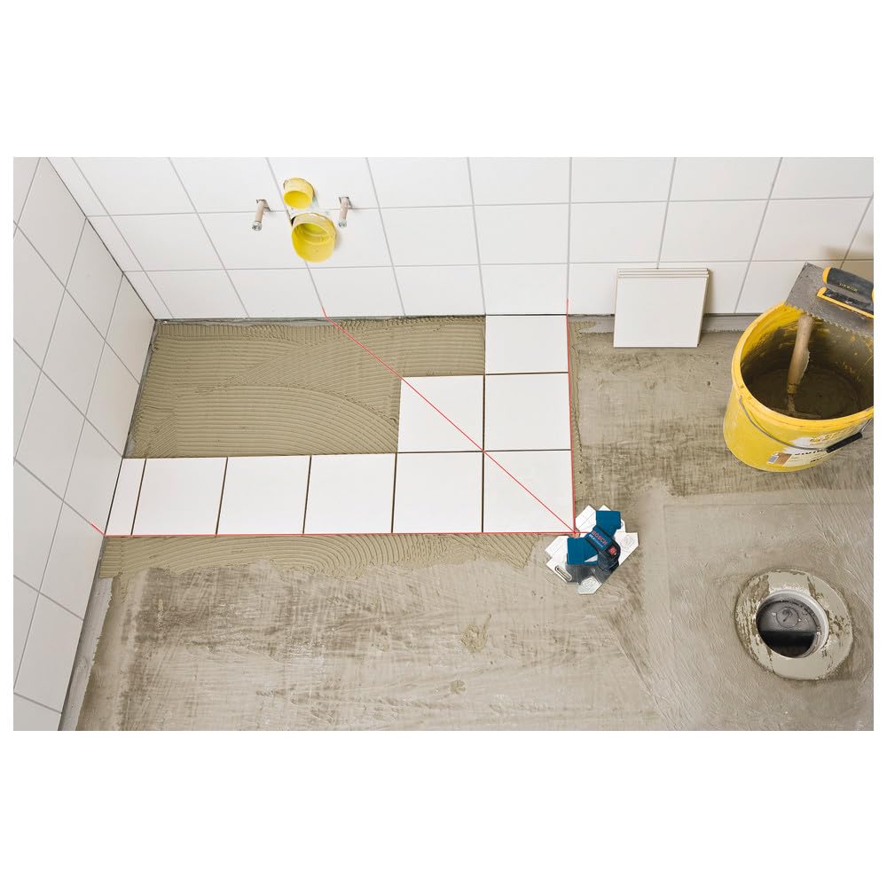 Bosch Professional GTL 3 Livella Laser per Piastrelle, 4 x Pile AA, Custodia Protettiva, Protezione da Polvere e Spruzzi IP 54, Piatto di Allineamento, Raggio d'Azione: 20 m