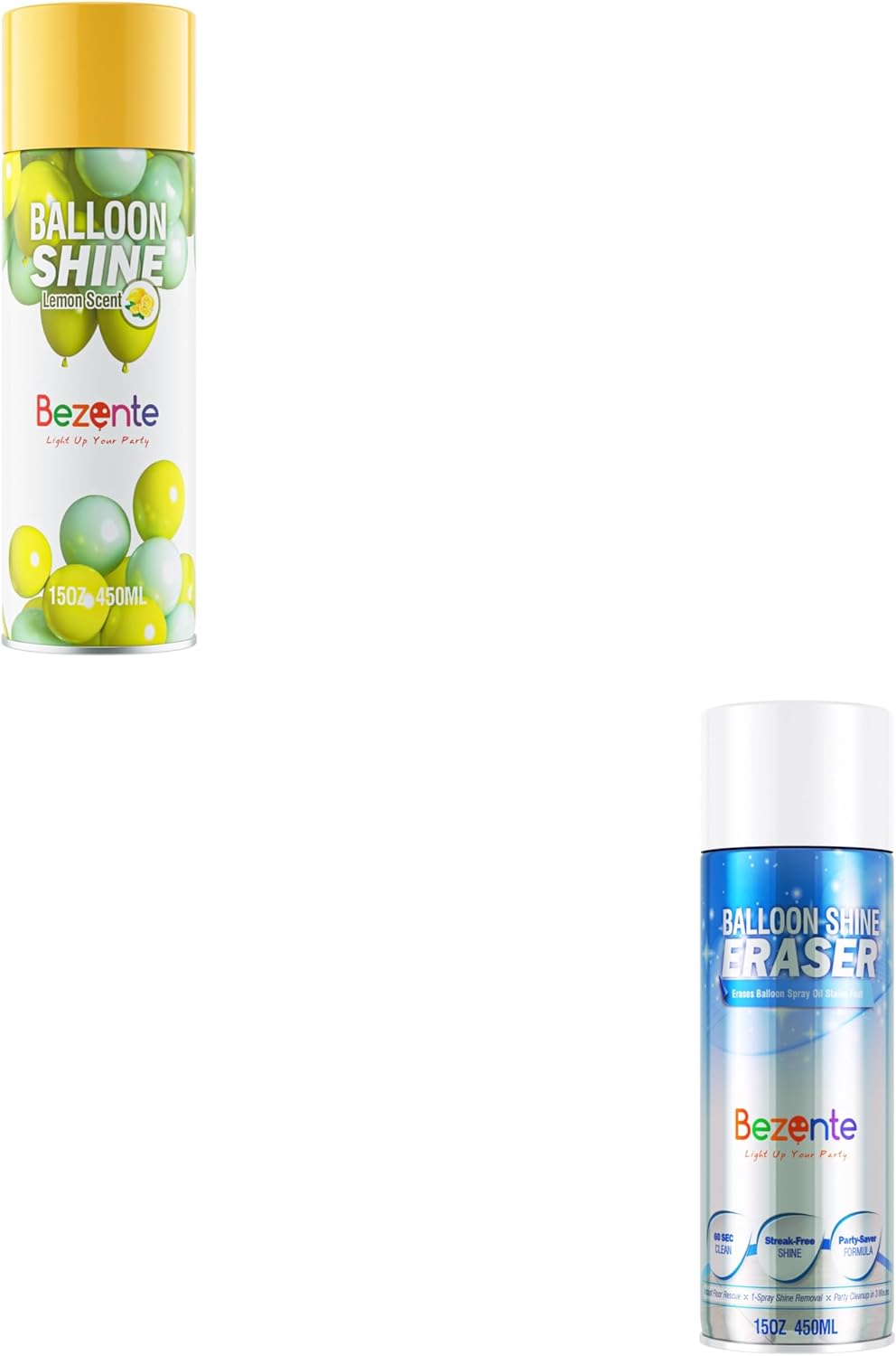 Bezente Balloon Shine Spray - 15 oz Lemon Scent and Balloon Shine Cleaner Spray - 15oz
