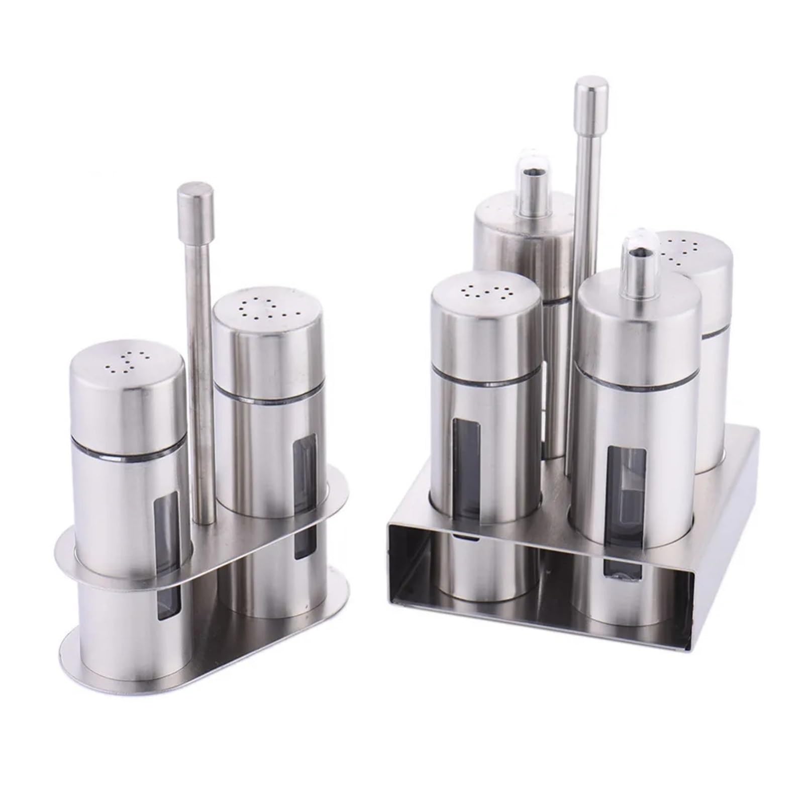 Gewürzbehälter aus Edelstahl Edelstahl-Salz- und Pfefferstreuer-Set, geruchsfreies Gewürz mit Ständer, Gewürzbox, Kochgewürzflasche, Küchenutensilien(B)