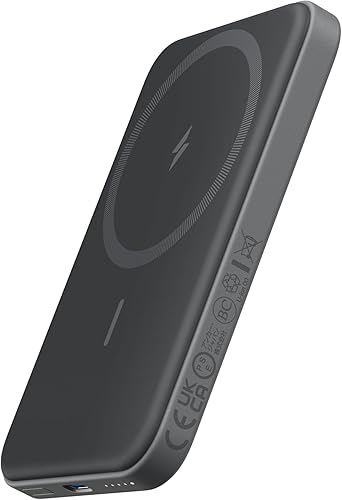 Anker 621 Cargador portátil magnético (MagGo), Banco de energía inalámbrico de 5,000 mAh con cable USB-C, paquete de batería compatible con Magsafe
