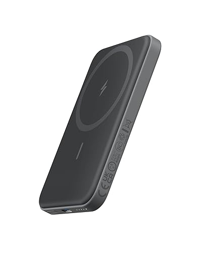 Anker 621 Magnetic Portable Charger (MagGo), 5,000mAh Wireless Power Bank with USB-C Cable, Magsafe-Compatible Battery Pack for iPhone 16/15/14/13/12 Series - Black - 4.13 x 2.62 x 0.45 inches