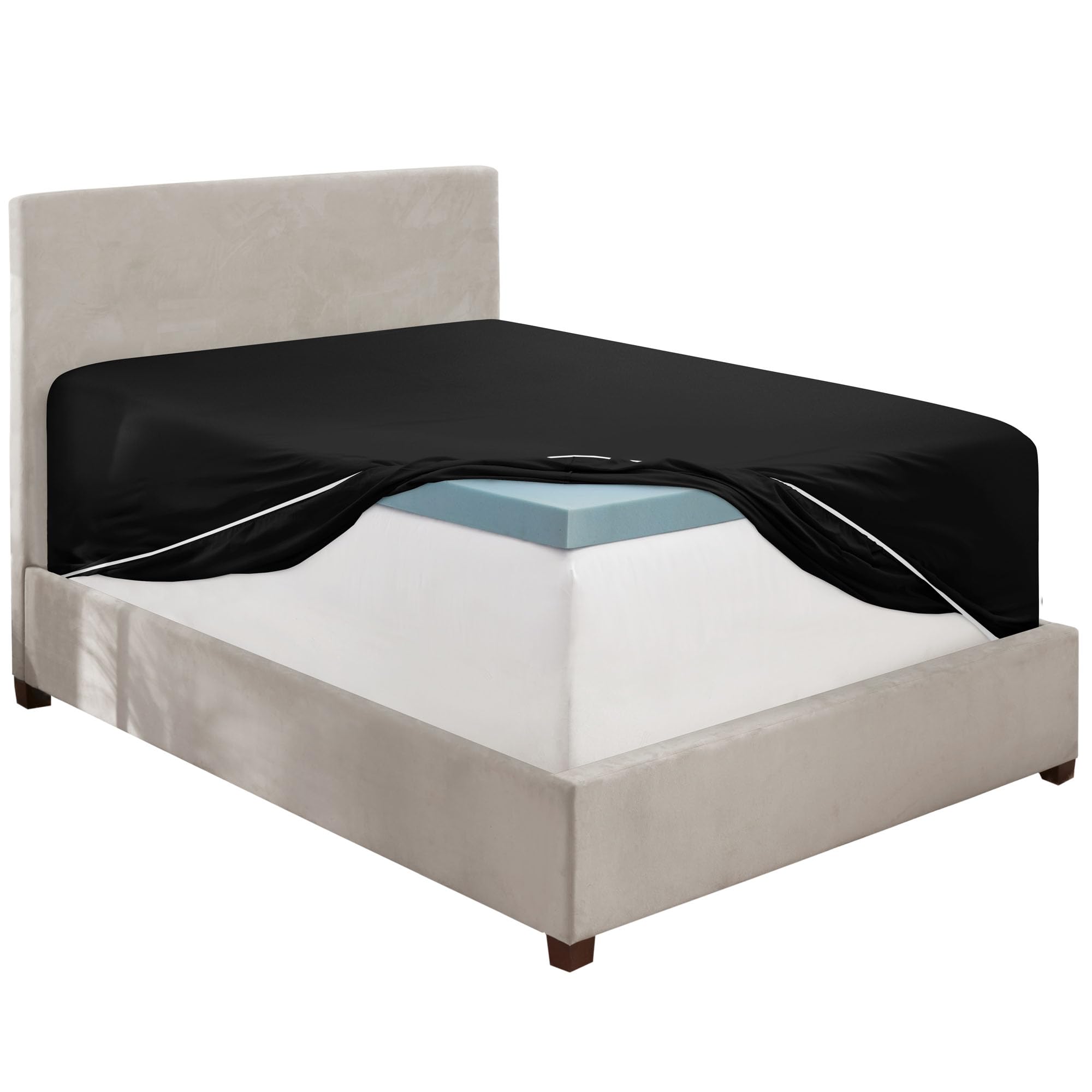 Hearth & Harbor Black California King Fitted Sheet, Extra Deep Pocket Cal King Fitted Sheet Only, 1800 Microfiber Fitted Bed Sheet, Ultra Soft Fitted Sheet California King Fits up to 24" Mattress