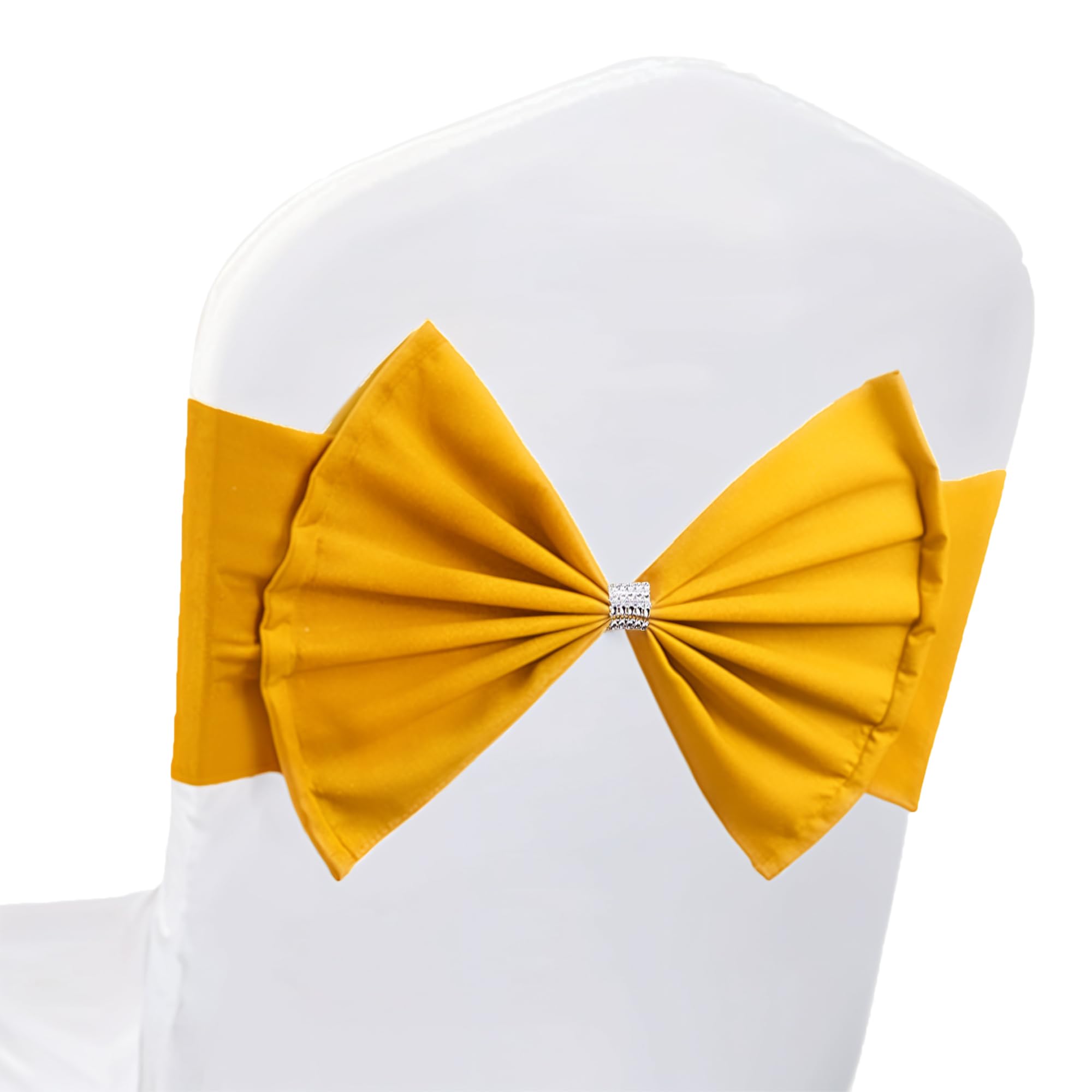 Trimming Shop Gold Chair Bow Sashes, Pre-Tied Chair Bands, 100pcs — image 1