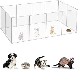 Cercadinho Cachorro,147 * 74 * 47cm Casinha para Cães e Gatos,Estendido Ajustável Cercadinhos para Animais,Resistente,Leve Fácil de Limpar,Adequado para uso Interno,Como Gatos,Cães,Hamsters,etc.