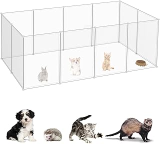 Cercadinho Cachorro,147 * 74 * 47cm Casinha para Cães e Gatos,Estendido Ajustável Cercadinhos para Animais,Resistente,Leve Fácil de Limpar,Adequado para uso Interno,Como Gatos,Cães,Hamsters,etc.