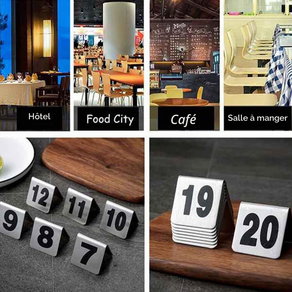 Restaurant Bar Place Table Marker Numéro de Table Numéro de Table Signe Numéro de Table Empilable Numéro de Table Double Côté Noir 25pcs