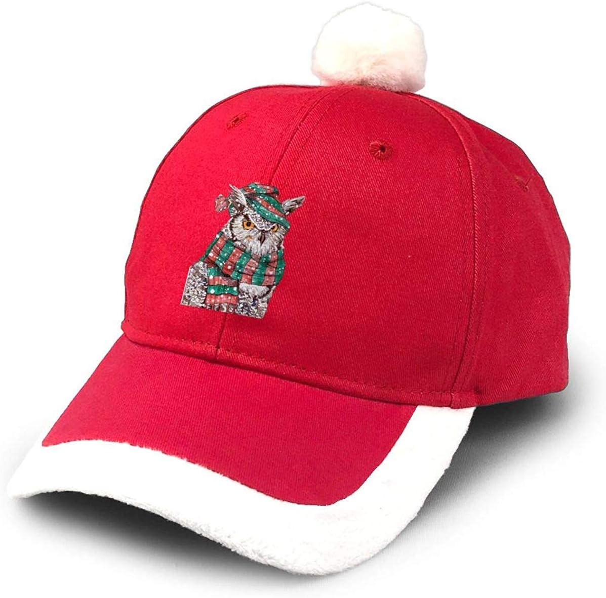 GGdjst Winter Christmas Owl Art Colorful Christmas Costume Headwear Dad Trucker Santa Hat Red Xmas Baseball Cap Adult Women Men Children Teen Boy Girls Party Decor Gift Decorations Ornament