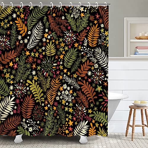 RosieLily Dark Shower Curtain Retro Shower Curtain Leaf Shower Curtain Tropical Shower Curtain Sets with 12 Hooks Black Leaves Unique Botanical 72" X 72", Dark Black and Earth Color Leaves RosieLily Dark Shower Curtain Retro Shower Curtain Leaf Shower Curtain Tropical Shower Curtain Sets with 12 Hooks Black Leaves Unique Botanical 72" X 72", Dark Black and Earth Color Leaves