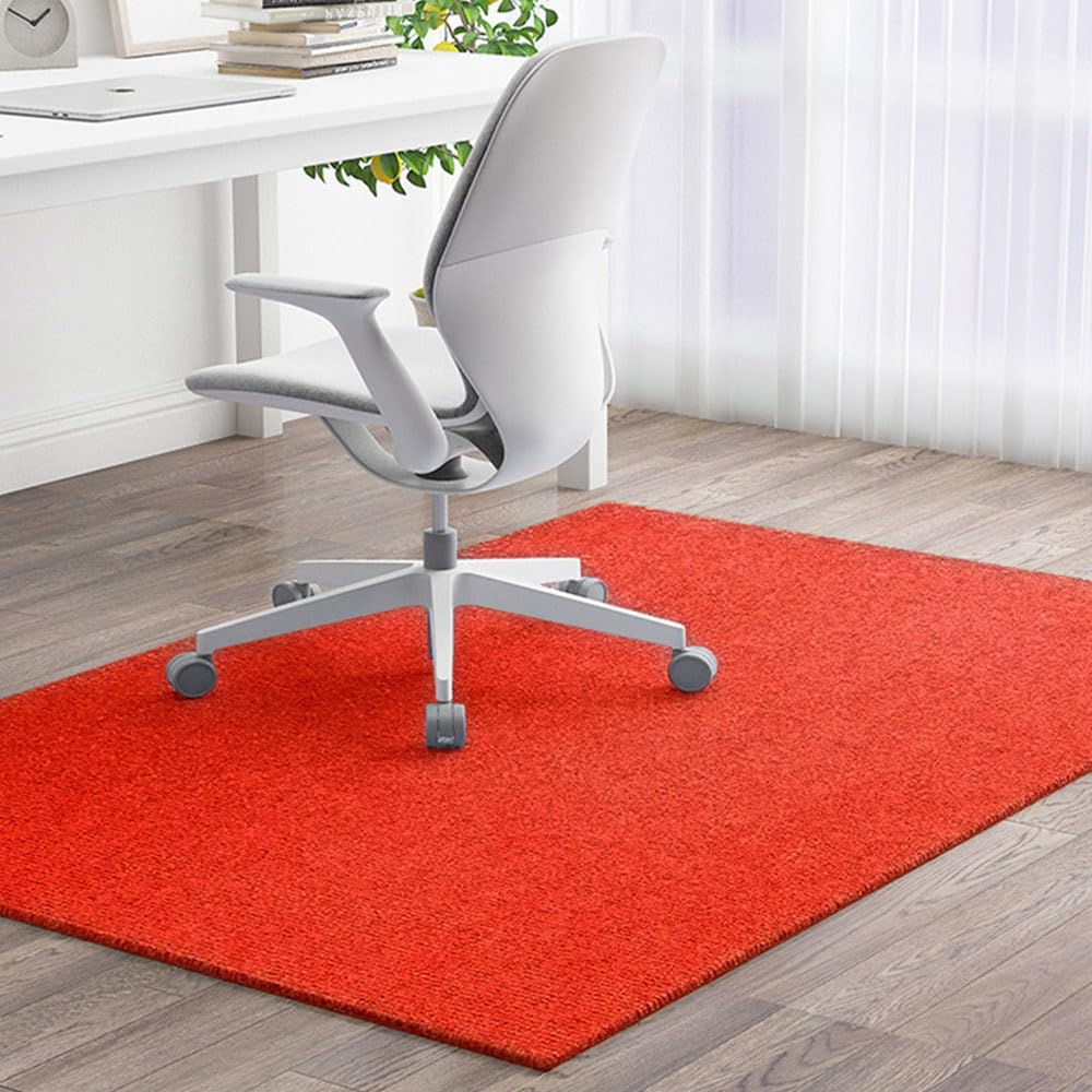 Odot Large Office Chair Mat for Carpeted and Hardwood Floor Protector, Non-Slip Computer Gaming Rolling Chair Desk Mat Multi-Purpose Protection Carpet for Home Wooden Floors (Red,90x180cm)