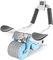 Vista 9 de Rodillo para Abdominales con Temporizador y Alfombrilla para Rodillas, Rueda Abdominal de Rebote Automático para Entrenamiento en Casa con Soporte