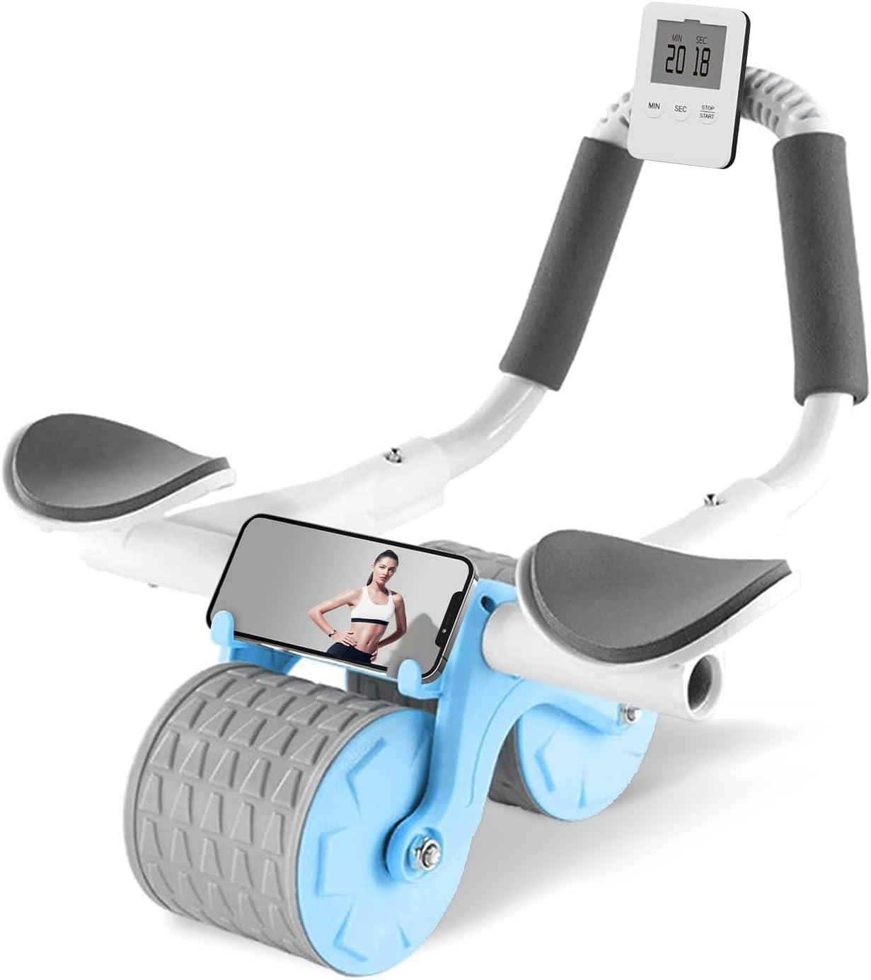 2026 Upgraded Automatic Rebound Ab Roller with Elbow Support, Dual Wide Wheel Ab Workout Equipment for Core Strength Training, Silent Ab Wheel for Beginners Men Women Home Gym Fitness