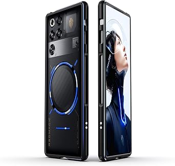 DAYJOY Dual Color Metal Bumper Frame Case Compatible with ZTE Nubia Red Magic 11 Pro/Pro+, Luxury Premium Aluminum Alloy Shockproof Bumper Frame Black Blue