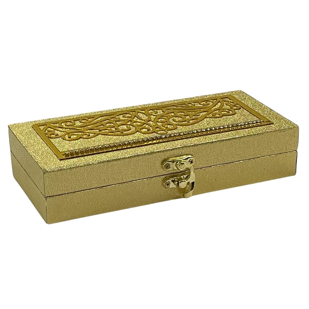 Decorative Shagun Cash Gift Box for Money Gaddi, Jewellery, Gifting Sagan Wedding Occasion, Gold Color, Set of 1, Acrylic Design Rectangle Shape-image-13