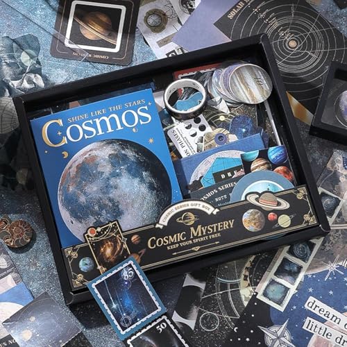 Image of GDNK Scrape Book Kit Scrapbooking Kit Vintage Journal Scrapbook Pack DIY Paper Stickers, Craft Kits Notebook, Collage Album Aesthetic Sticker Journaling Scrapbook Photo Album (Black Cosmos)