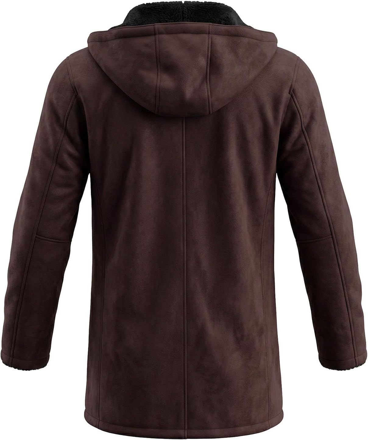 Men's Hooded Jacket Fleece Lined Zip Front Timeless Longline Coat