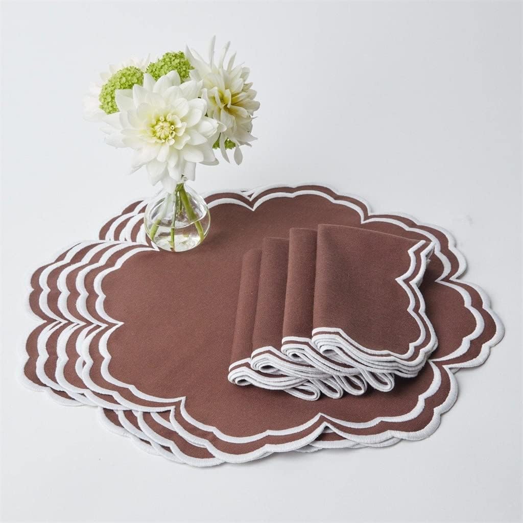 Set of 12 Embroidered Placemats Napkins Tablecloths Festive Party Home Table Decorations