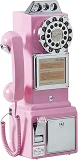 Ryan Bros. American Retro 1950年代 公衆電話 コインバンク 壁掛け コード付き携帯電話 (ピンク)