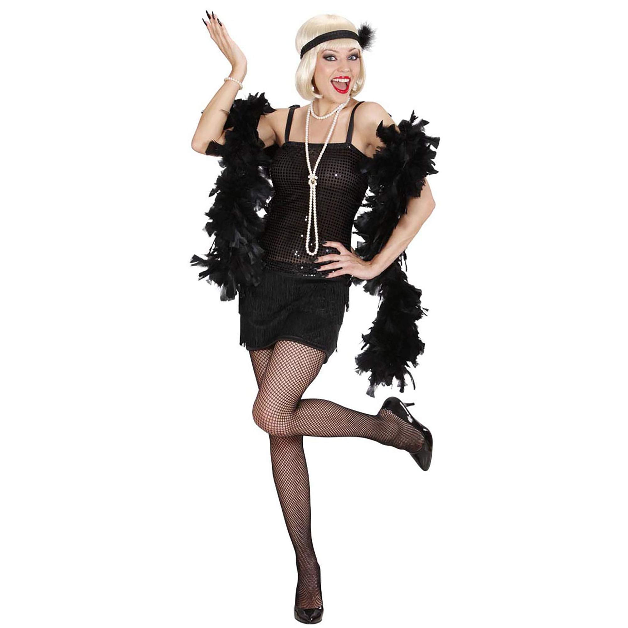 Black Flapper Costume Large for 20s 30s Moll Bugsy Fancy Dress