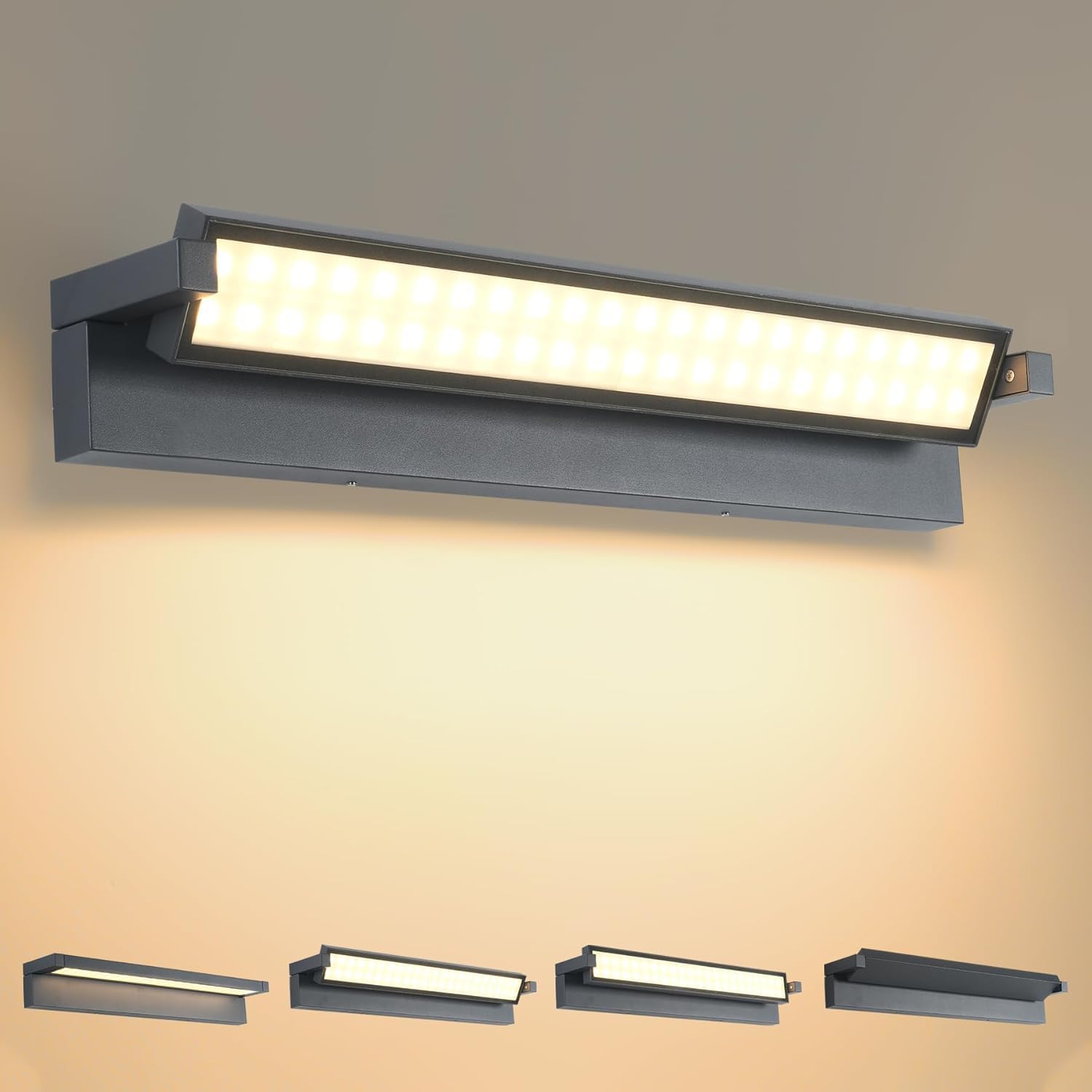 KUKAK LED Wandleuchte Aussen Innen,Aussenleuchte mit 350° Schwenkbar Panel