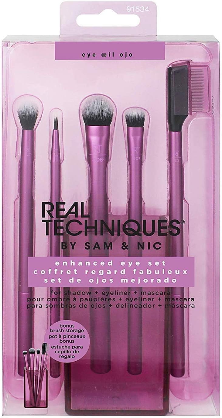 X Real Techniques Enhanced Eye Set Eyeshadow & Eyeliner Makeup Brush Kit for Every Look