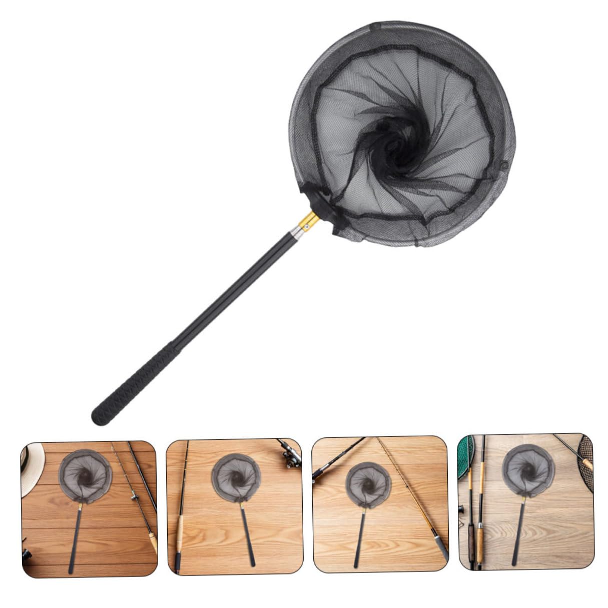 Alipis 2 Sätze Teleskop Angelkescher Faltbar Edelstahl Kescherstab Klappbar Fliegenfischernetz für Strand Süßwasser Angelzubehör