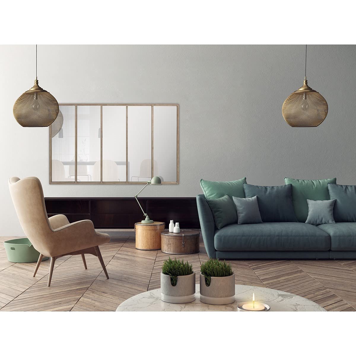 EMDE Lustro prostokątne metalowe z efektem szkła 140 x 90 cm Factory