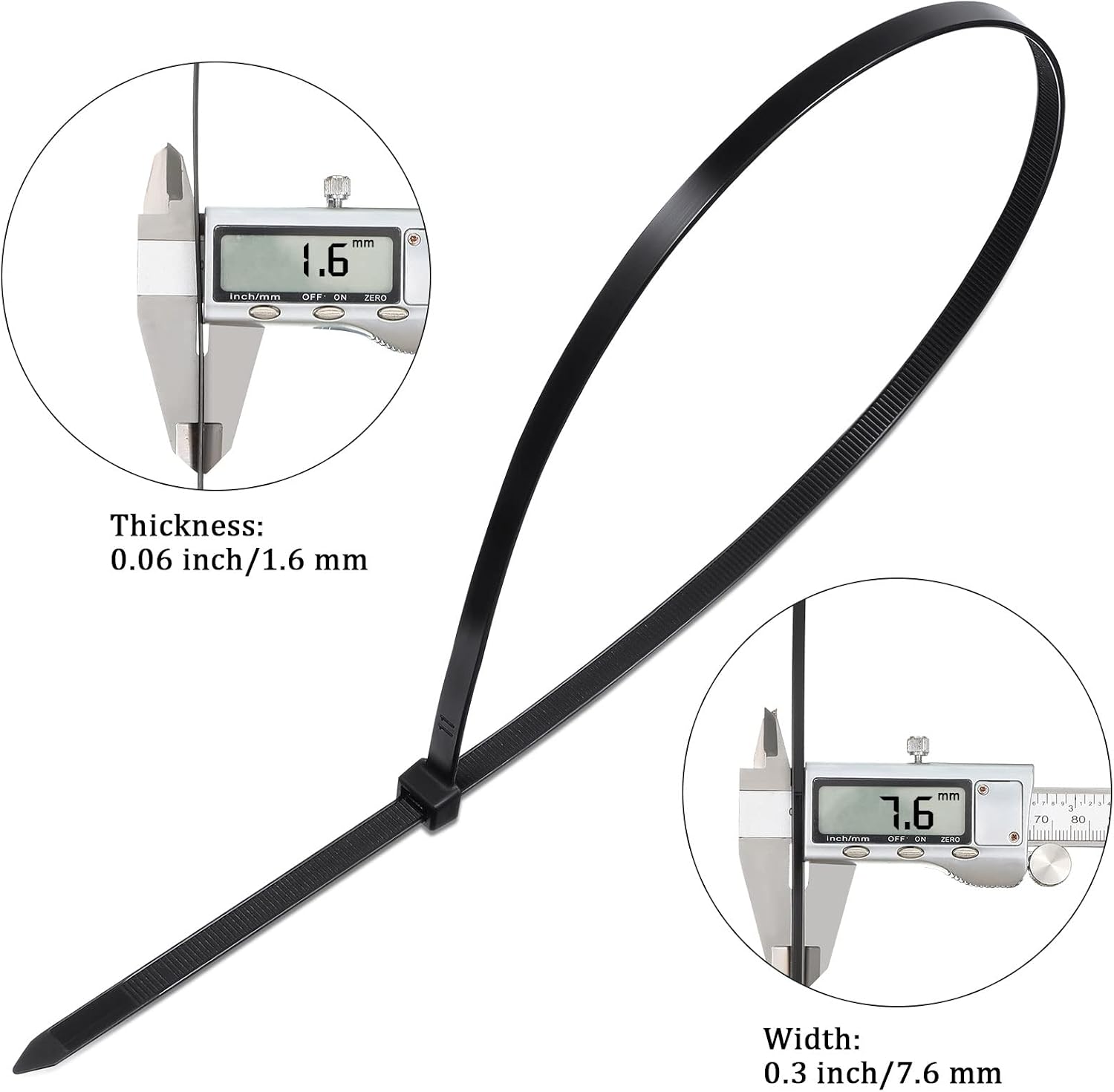 200 Pieces Large Cable Ties 24 Inch Heavy Duty Nylon Zip Ties with 175 Pounds Tensile Strength Self Locking UV Resistant for Indoor and Outdoor Use(Black)