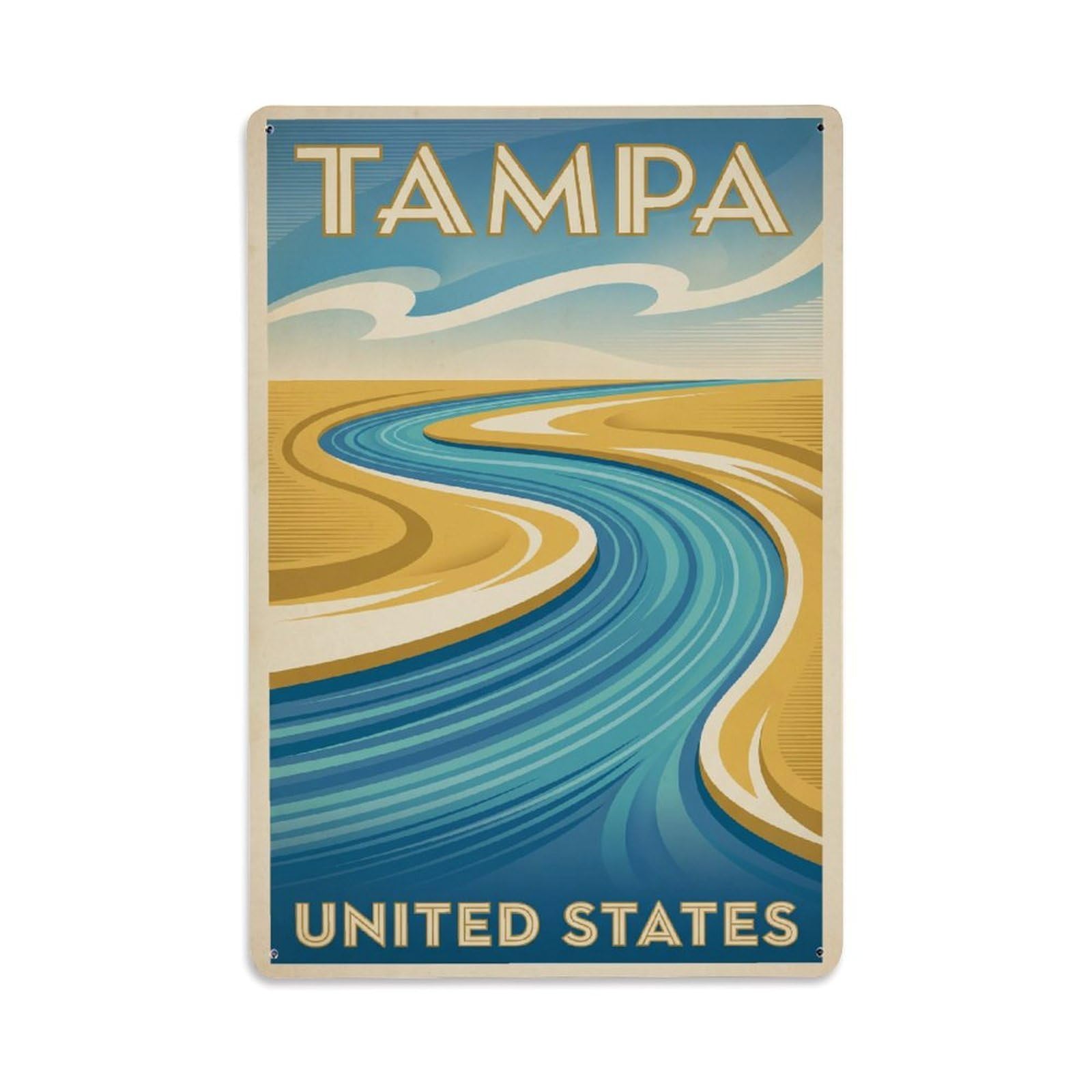 Xanthor Style Travel Vintage United States Tampa Metal Tin Sign