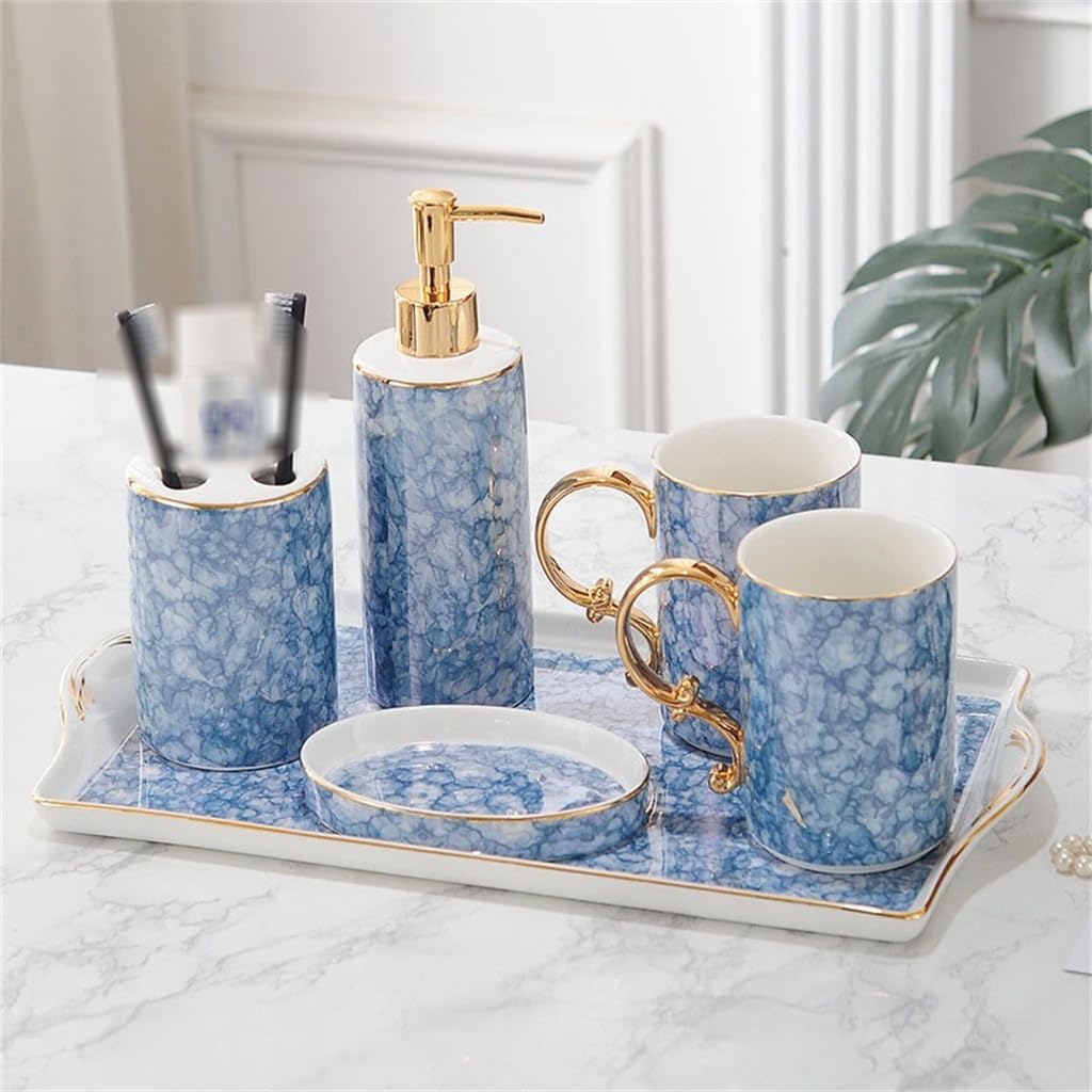 Bathroom Toiletries Set Ceramic Five-Piece Bone China Bathroom Bathroom Toothbrush Dental Mouthwash Cup
