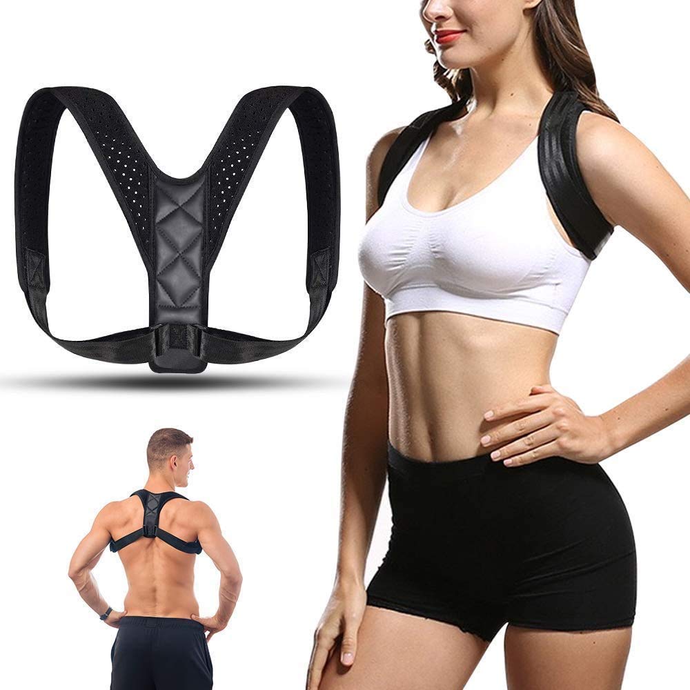 YOMYMFull Back Support Belts Posture Corrector with Soft Adjustable Elastic Braces for Pain Relief on The Top and Bottom of The Back for Men Women