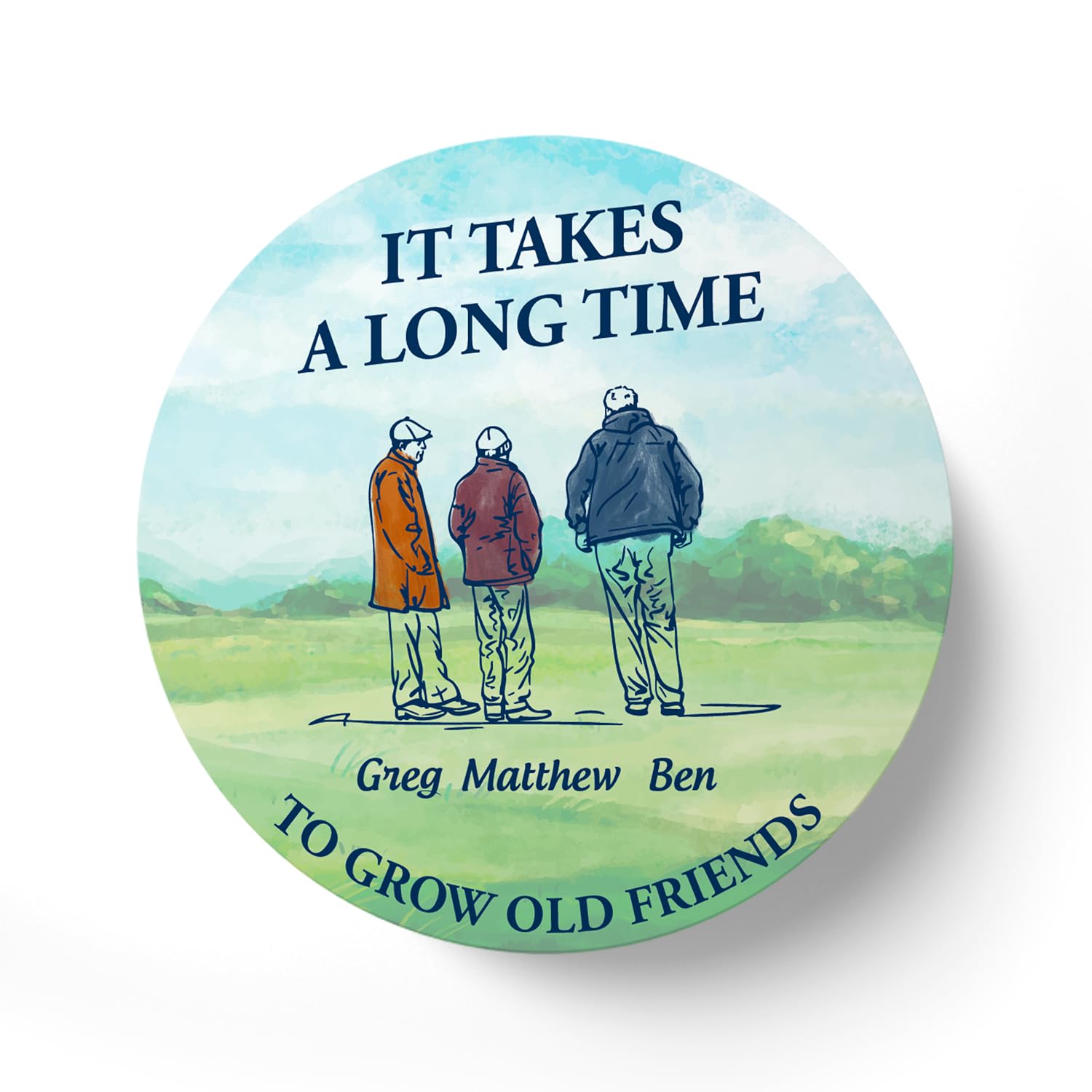 It Takes A Long Time To Grow Old Friends Personalised Coaster - Customised Uniuque Friendship Friends Present Gift (White)