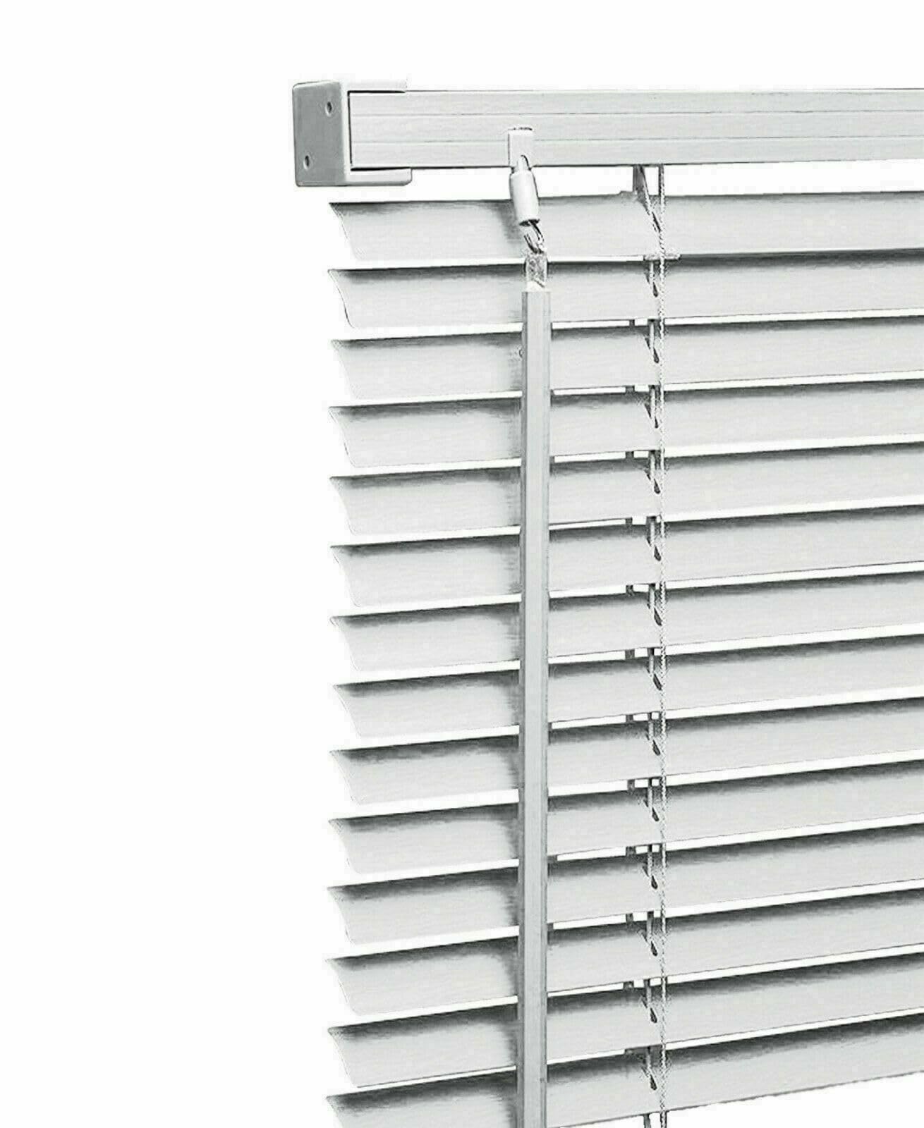 PVC Venitian Trimmable White Metal Headrail 213cm (84") Drop 25mm Thin Slate Home & Office Easy Fit Window Blinds (225cm x 213cm)