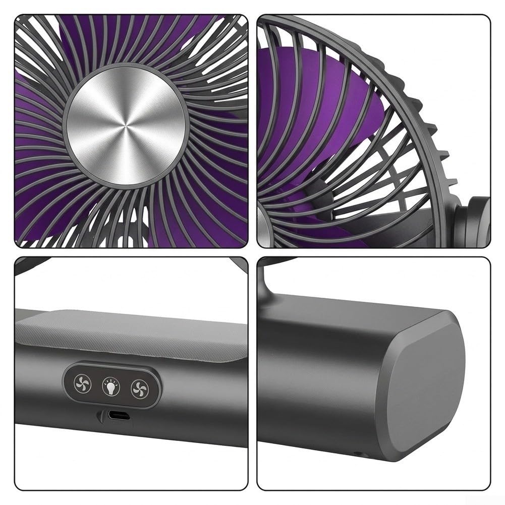 Ventilador USB Silencioso 3000mAh con Nocturna Ventilador USB(Gray)