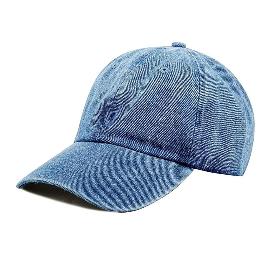 Cotton Baseball Cap Dad Hat Washed Low Profile Adjustable Hat for Men Women Casual Outdoor Running Golf(Blue Denim)