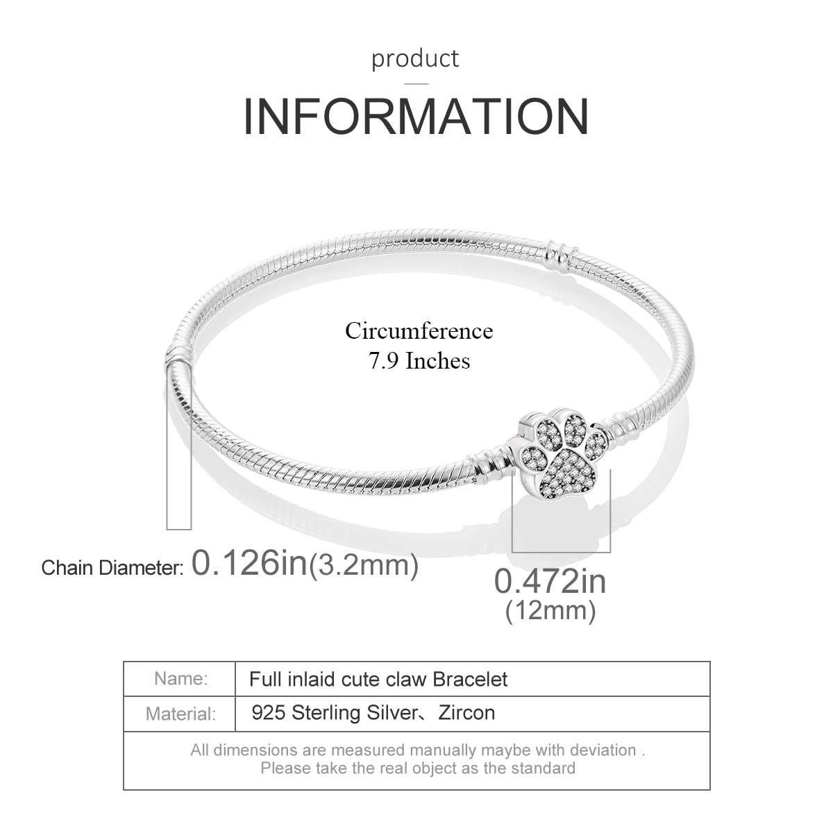 YDYDTTKD Pulsera con Dije de Cadena de Serpiente de Plata de Ley 925, corazón de Mariposa y Mejor Amiga con circonita cúbica 5A para Mujeres y niñas, Regalo para Ella, Palma de Mascota, 6,7 Pulgadas
