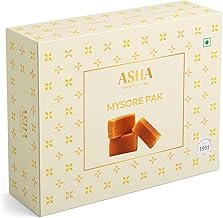 ASHA SWEET CENTER Handcrafted Mysore Pak (Pack of 1 x 250G)|Made With Pure Desi Ghee|Melts In Mouth|Special Indian Mithai|Delicious & Healthy Exclusive Sweets Gift Box|Traditional Taste of Mysuru| Mysore_Pak_250_Fba