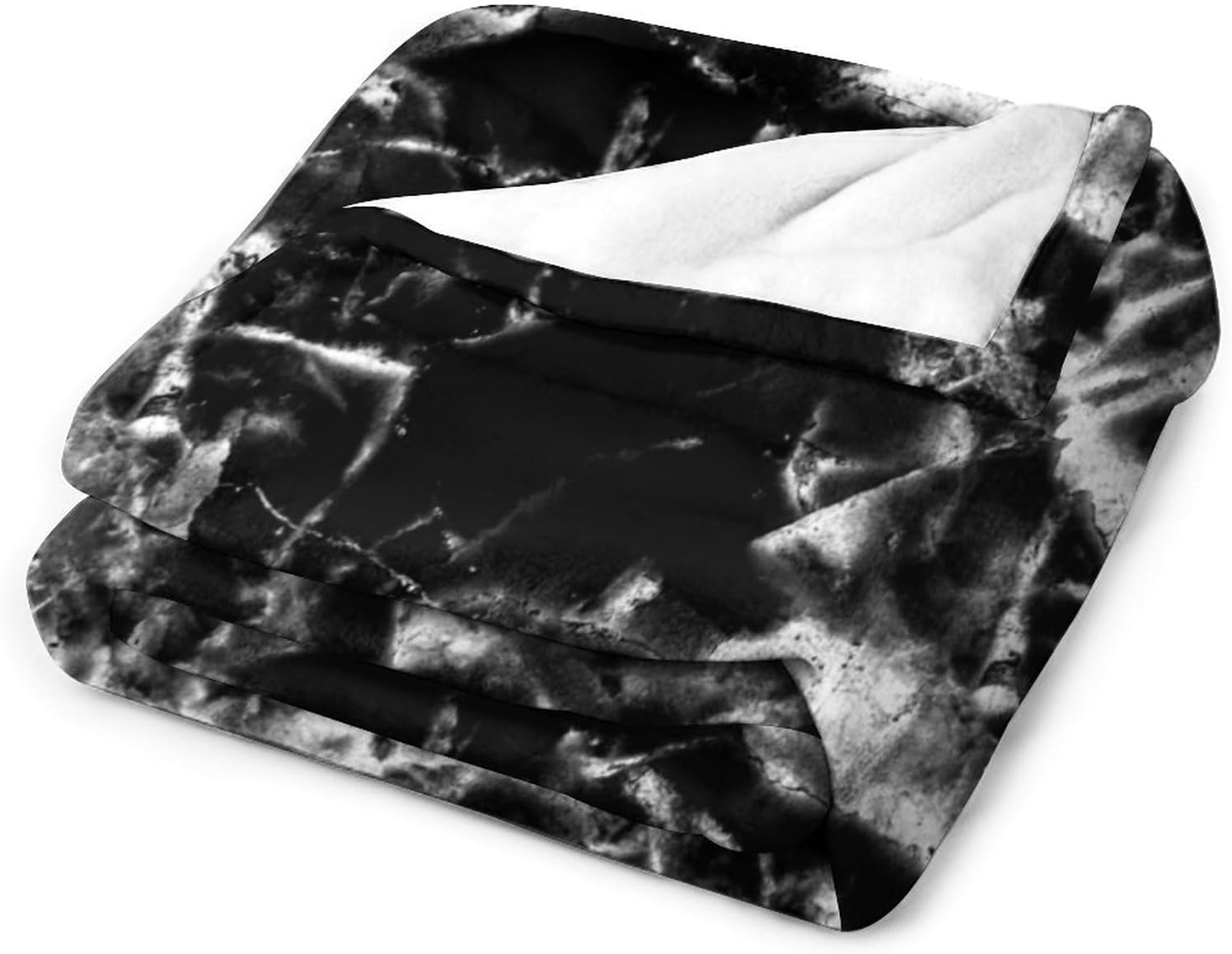 Black and White Black Marble Blanket Luxury Cracks Print Comforter Lightweight Fleece Fuzzy Picnic Travel Office Double-Sided Campany Bed Sofa Couch Camping 40x50 in