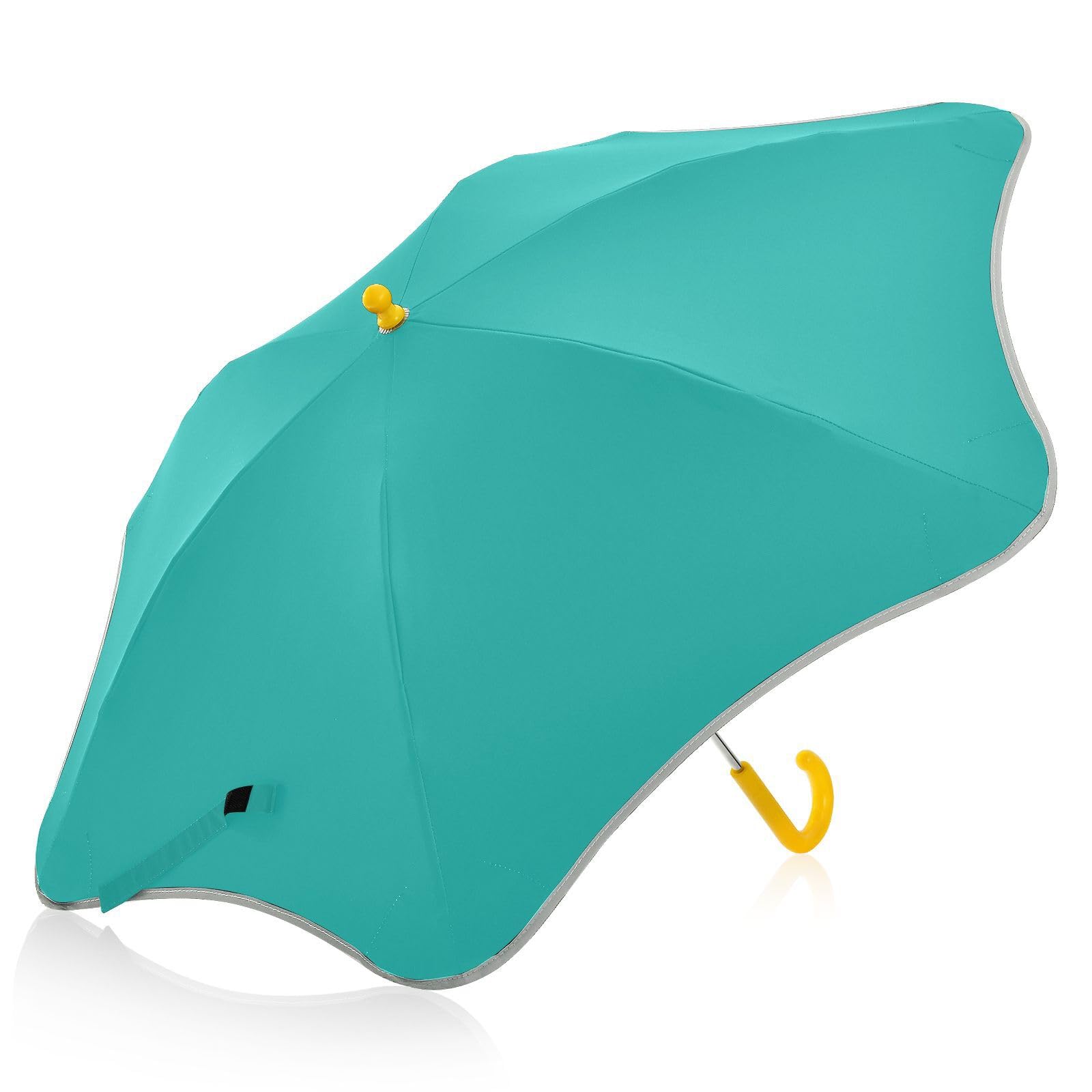 GuoChe Toddler and Little Kid Umbrella Rain Sun and Wind Protection Umbrellas Light Sea Green with Reflective Strip for Girls Boys Toddlers Child Pinch-Proof