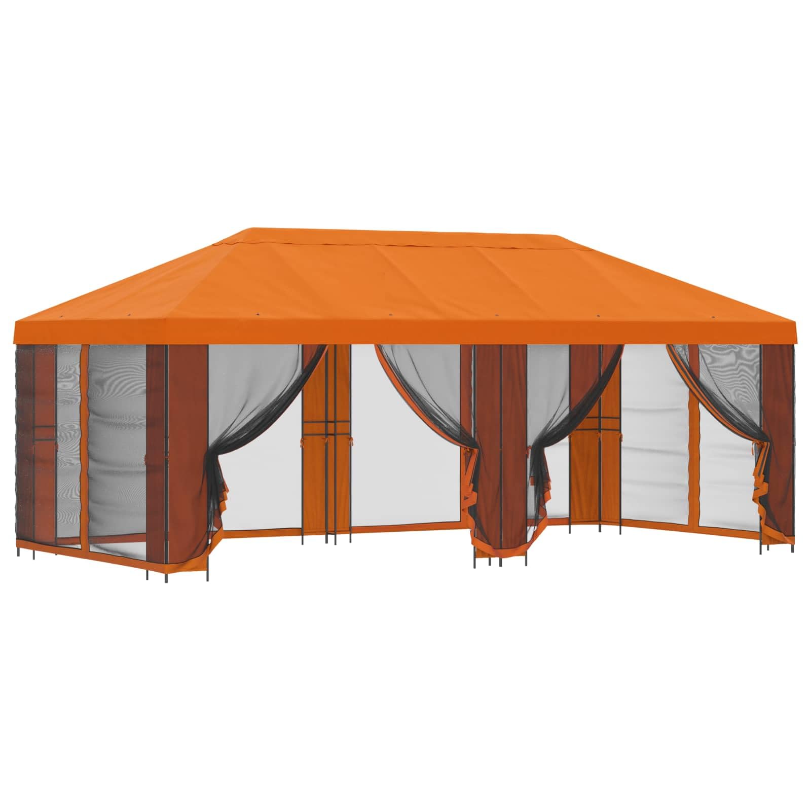 Pawilon ze ścianami bocznymi 6 x 3 m, pomarańczowy, poliester, stal