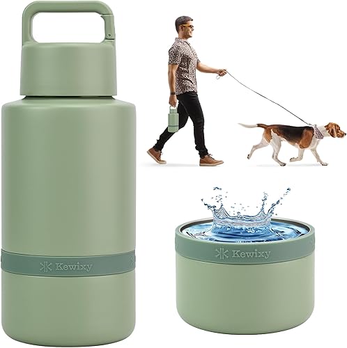 Botella de agua aislada para perros con cuenco de viaje, regalo para amantes de los perros, dispensador de botella de agua portátil, accesorios para