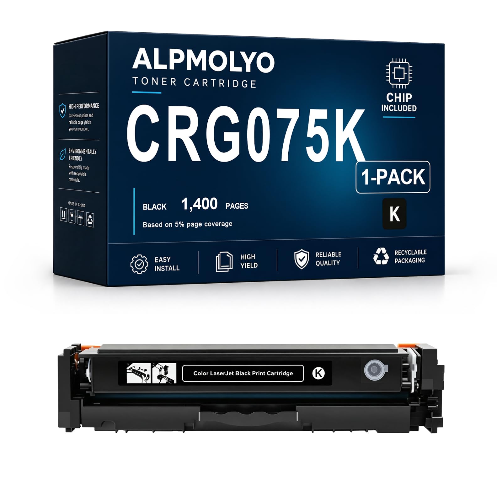 CRG075 Sostituzione della cartuccia di toner ad alta resa per CRG075K/C/M/Y, compatibile con Canon Color imageCLASS LBP646Cdw/LB647Cdw/MF662Cdw, con chip