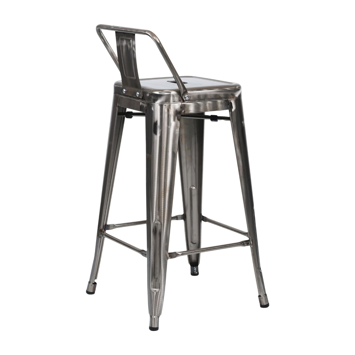 THINIA HOME Taburete Alto Industrial Apilable de Acero 41x41x85cm